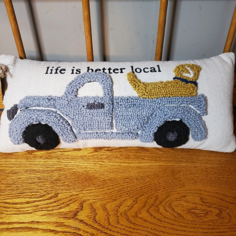 Mud Pie Farm Truck & Dog Hook Pillow - Picture 2 of 7